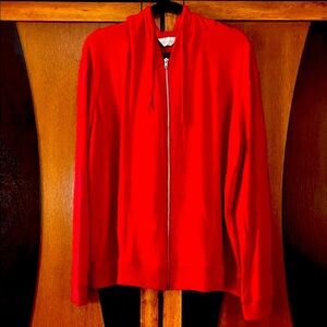 78 & Sunny Red Sweaterknit Women's Zip-Up Cardigan w/ Kangaroo Pocket